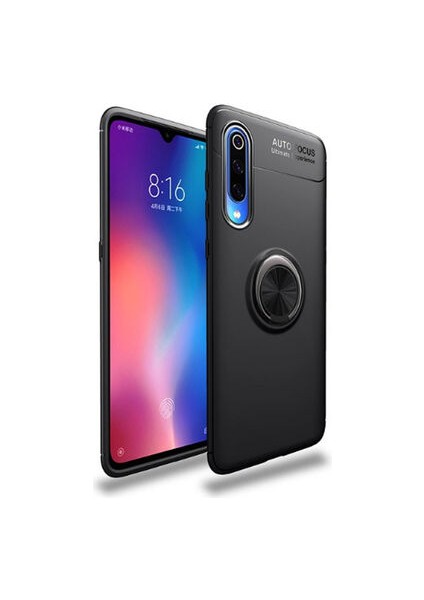 Xiaomi Mi 9 Lite Kılıf Manyetik (Metal) Yüzüklü ve Stant Olabilen Rewon Premium Silikon Kapak