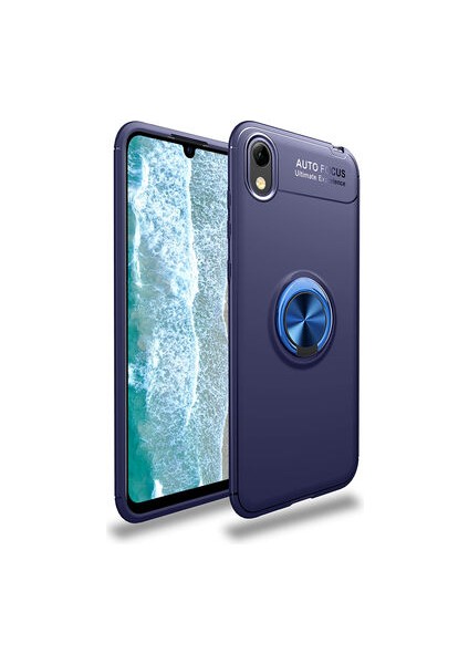 Huawei Y5 2019 Kılıf Manyetik (Metal) Yüzüklü ve Stant Olabilen Rewon Premium Silikon Kapak