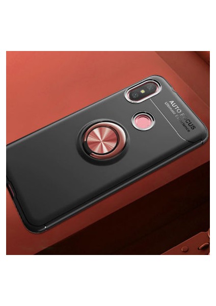 Xiaomi Mi A2 Lite Kılıf Metal Stant Olabilen Yüzüklü Flexring Premium Silikon Kılıf