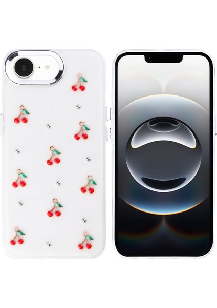 iPhone 16E Kılıf Mini Figürlü ve Seyrek Simli Şeffaf Arelle Premium Sert Tpu Silikon Kapak