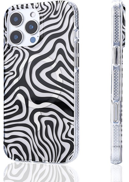 iPhone 15 Pro Max Kılıf Magsafeli ve Karışık Desenli Awken Premium Sert Tpu Silikon Kapak