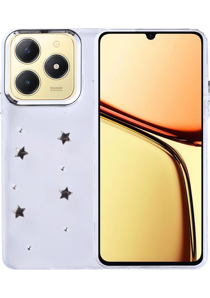 Realme C61 Kılıf Simli Kamera Çerçveli ve Mini Figür Desenli Ultra Koruma Sağlayan Kutup Sert Silikon Kapak