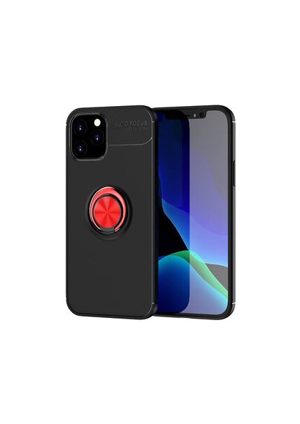 iPhone 12 Pro Kılıf Metal Stant Olabilen Yüzüklü Flexring Premium Silikon Kılıf