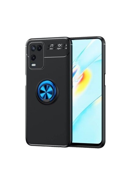 Oppo A54 4g Kılıf Manyetik (Metal) Yüzüklü ve Stant Olabilen Rewon Premium Silikon Kapak