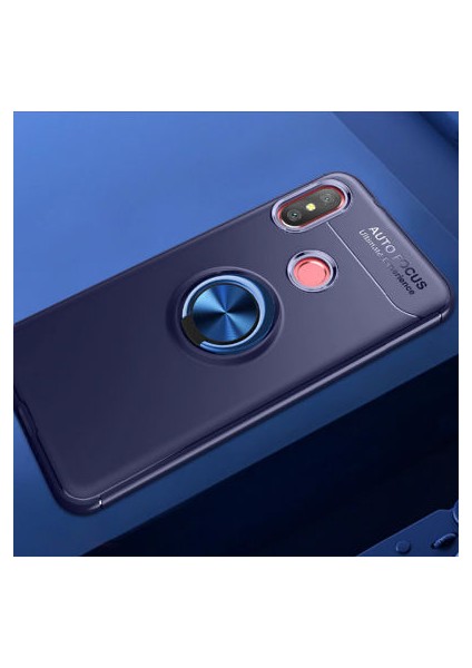 Xiaomi Mi A2 Lite Kılıf Metal Stant Olabilen Yüzüklü Flexring Premium Silikon Kılıf