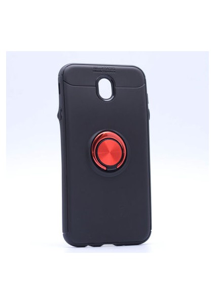 Samsung Galaxy J7 Pro Kılıf Manyetik (Metal) Yüzüklü ve Stant Olabilen Rewon Premium Silikon Kapak