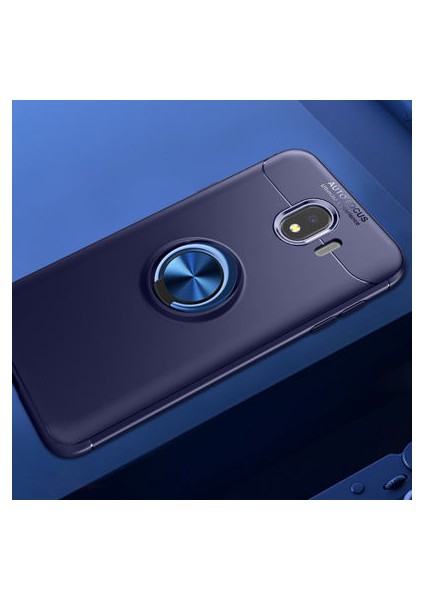 Samsung Galaxy J4 Kılıf Manyetik (Metal) Yüzüklü ve Stant Olabilen Rewon Premium Silikon Kapak