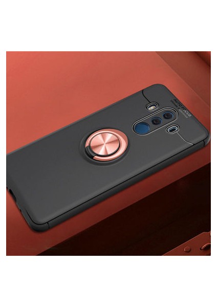 Huawei Mate 10 Pro Kılıf Manyetik (Metal) Yüzüklü ve Stant Olabilen Rewon Premium Silikon Kapak