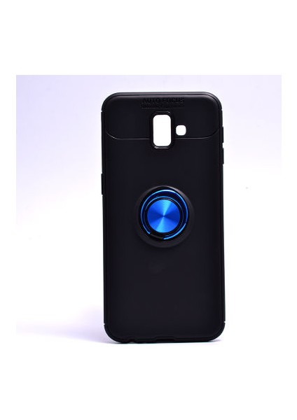 Samsung Galaxy J6 Plus Kılıf Manyetik (Metal) Yüzüklü ve Stant Olabilen Rewon Premium Silikon Kapak