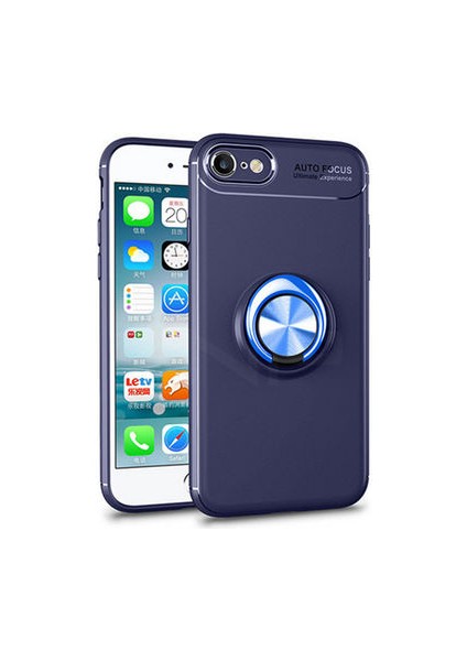 iPhone Se 2022 Kılıf Metal Stant Olabilen Yüzüklü Flexring Premium Silikon Kılıf
