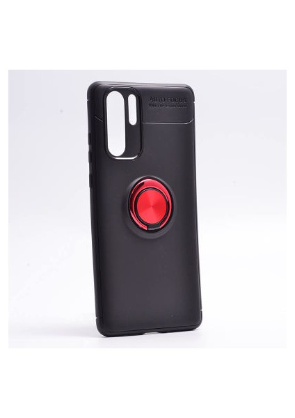 Huawei P30 Pro Kılıf Metal Stant Olabilen Yüzüklü Flexring Premium Silikon Kılıf