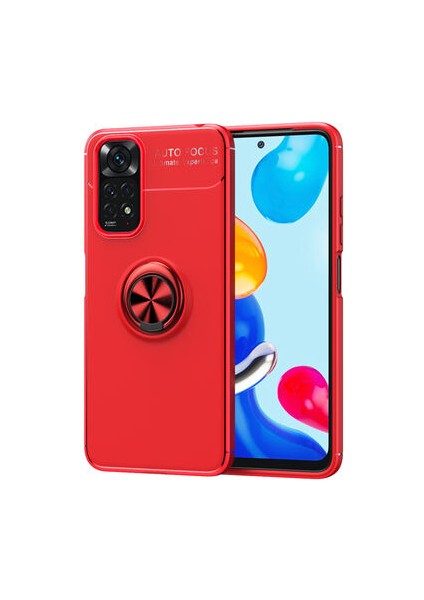 Redmi Note 11 Global Kılıf Metal Stant Olabilen Yüzüklü Flexring Premium Silikon Kılıf