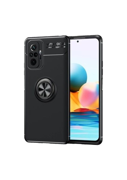Redmi Note 10 Pro Kılıf Manyetik (Metal) Yüzüklü ve Stant Olabilen Rewon Premium Silikon Kapak