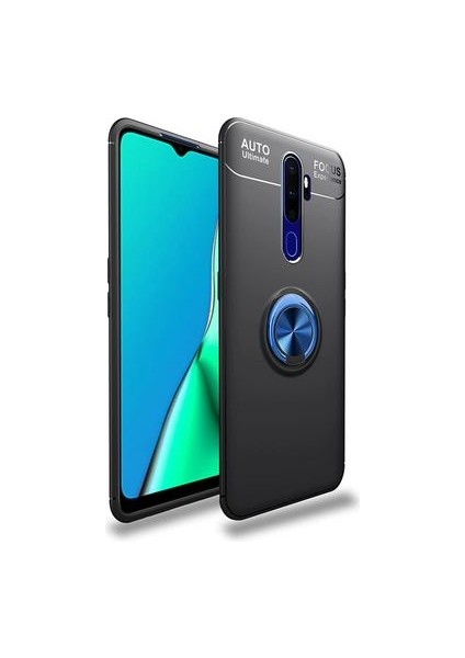 Oppo A9 2020 Kılıf Metal Stant Olabilen Yüzüklü Flexring Premium Silikon Kılıf