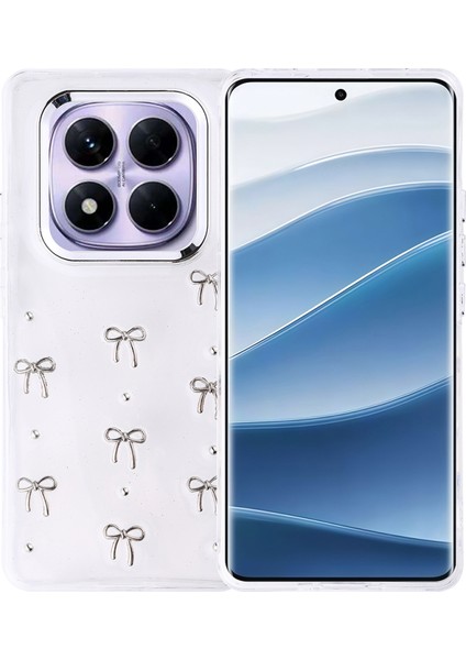 Redmi Note 14 Pro Plus Kılıf Mini Figürlü ve Seyrek Simli Şeffaf Arelle Premium Sert Tpu Silikon Kapak