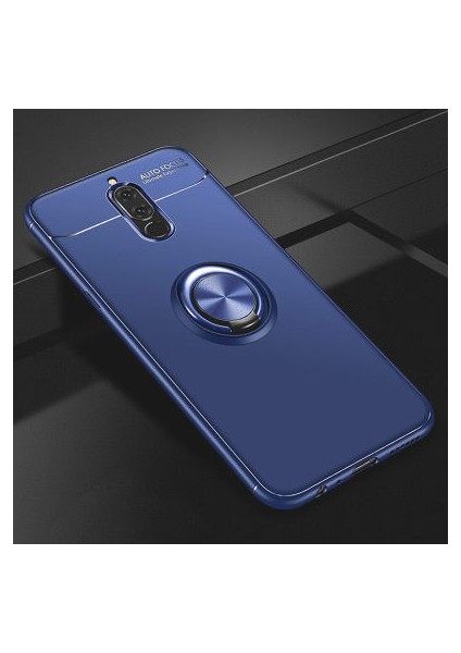 Huawei Mate 10 Lite Kılıf Manyetik (Metal) Yüzüklü ve Stant Olabilen Rewon Premium Silikon Kapak
