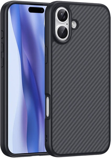 iPhone 16 Plus Kılıf Karbon Görünümlü ve Magsafe Özellikli Fibrora Premium Elite Case Kapak