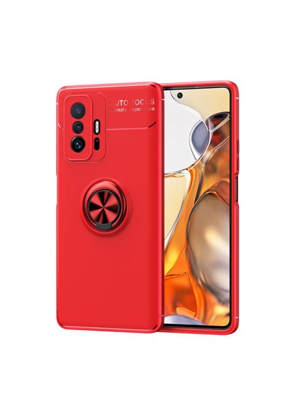 Xiaomi Mi 11T 5g Kılıf Manyetik (Metal) Yüzüklü ve Stant Olabilen Rewon Premium Silikon Kapak