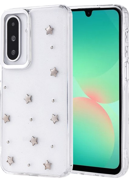 Samsung Galaxy A26 Kılıf Mini Figürlü ve Seyrek Simli Şeffaf Arelle Premium Sert Tpu Silikon Kapak