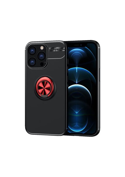 iPhone 13 Pro Kılıf Metal Stant Olabilen Yüzüklü Flexring Premium Silikon Kılıf