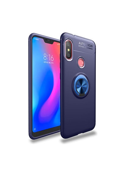 Redmi Note 6 Pro Kılıf Metal Stant Olabilen Yüzüklü Flexring Premium Silikon Kılıf