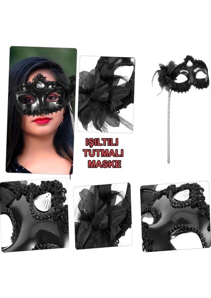 Bfs Siyah Işıltılı Tutmalı Fotoğraf Çekimi Maskesi 18X29 cm fiyatları