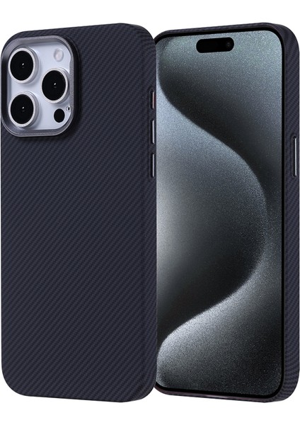iPhone 15 Pro Max Kılıf Ultra Ince Karbon Tasarımlı ve Magsafeli Cabix Premium Kapak