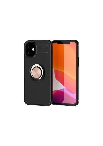 iPhone 12 Mini Kılıf Metal Stant Olabilen Yüzüklü Flexring Premium Silikon Kılıf