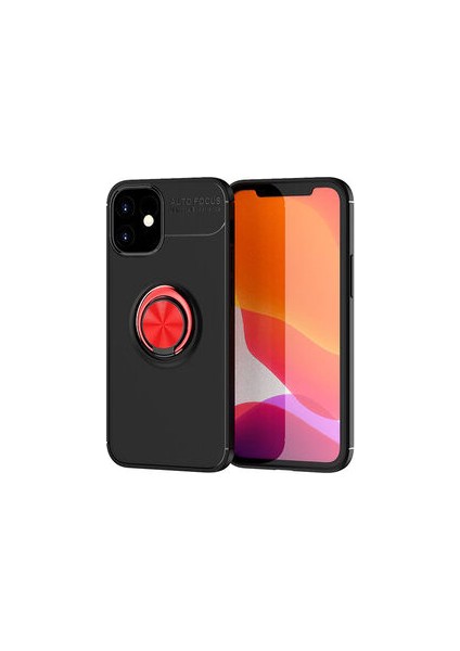 iPhone 12 Kılıf Metal Stant Olabilen Yüzüklü Flexring Premium Silikon Kılıf