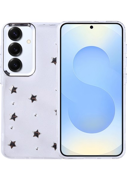 Samsung Galaxy S24 Plus Kılıf Simli Kamera Çerçveli ve Mini Figür Desenli Ultra Koruma Sağlayan Kutup Sert Silikon Kapak