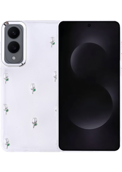 Samsung Galaxy S25 Edge Kılıf Mini Figürlü ve Seyrek Simli Şeffaf Arelle Premium Sert Tpu Silikon Kapak