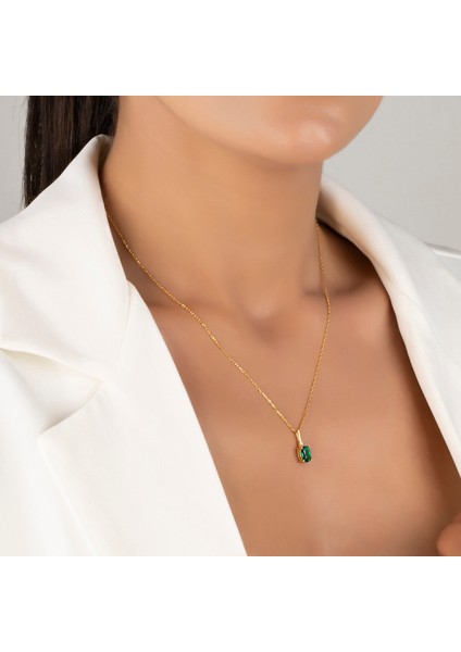 925 Ayar Gümüş Gerçek Pırlantalı Oval Zümrüt Kolye, Kadınlar Için Doğum Günü Veya Özel Gün Hediyesi fiyatları