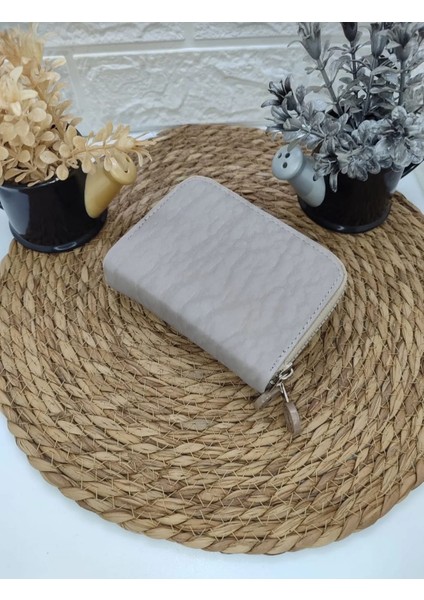 Krinkıl Kumaş Vizon Küçük Boy Çift Gözlü El Çanta ve Cüzdan modelleri