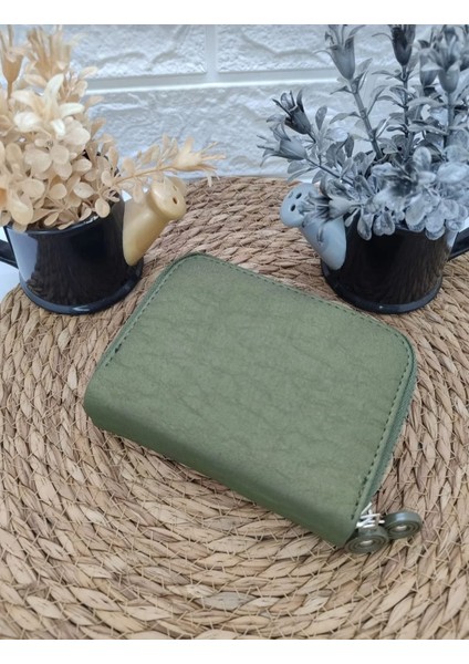Krinkıl Kumaş Yeşil Küçük Boy Çift Gözlü El Çanta ve Cüzdan modelleri