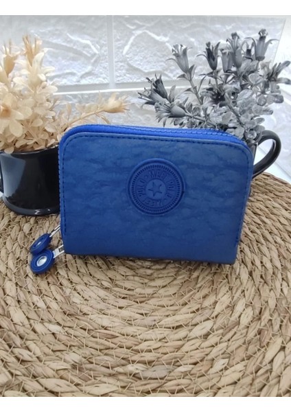 Krinkıl Kumaş Lacivert Küçük Boy Çift Gözlü El Çanta ve Cüzdan