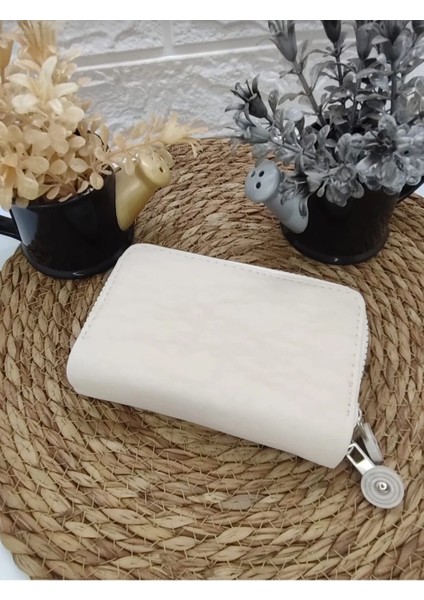 Krinkıl Kumaş Krem Küçük Boy Çift Gözlü El Çanta ve Cüzdan modelleri