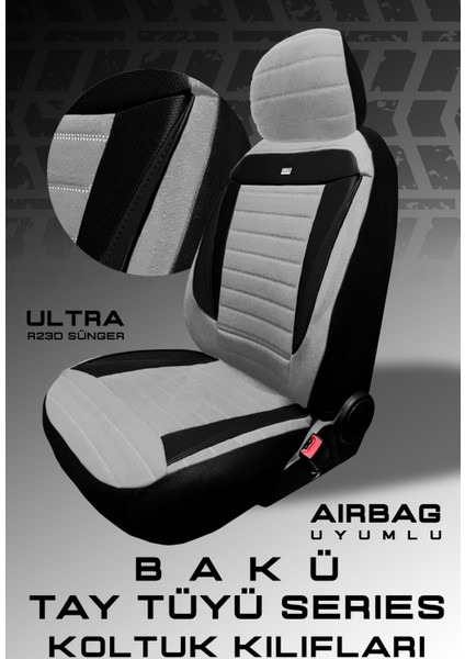 Alfa Romeo Brera 2005–2010 Bakü Natura Serisi Raşel Gri Siyah Koltuk Kılıfı fiyatları