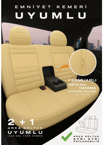 Ds Automobiles Ds 7 Crossback 2018–SONRASI Bakü Natura Serisi Raşel Bej Koltuk Kılıfı fırsatları