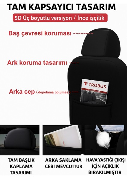 Chevrolet Aveo Sedan 2006–2012 Bakü Natura Serisi Raşel Gri Siyah Koltuk Kılıfı