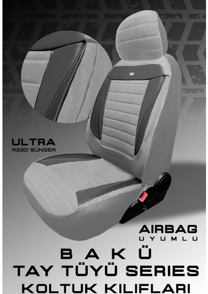 Peugeot 306 / 2/3/4/5 Kapı / Cabrio / Sw 1993–2002 Bakü Natura Serisi Raşel Gri Koltuk Kılıfı fiyatları