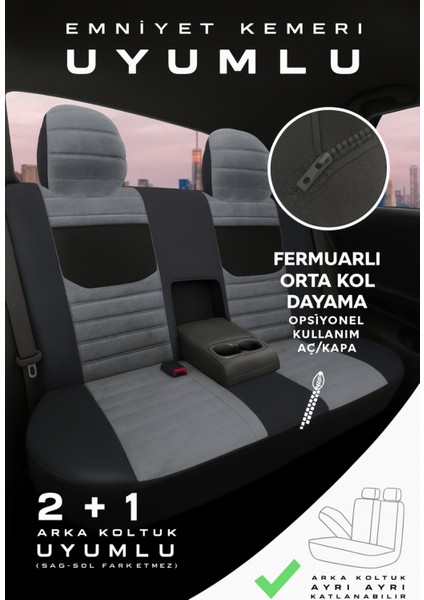 Renault Megane - 1 Coupe 1998-2003 Bakü Natura Serisi Raşel Füme Siyah Koltuk Kılıfı fırsatları