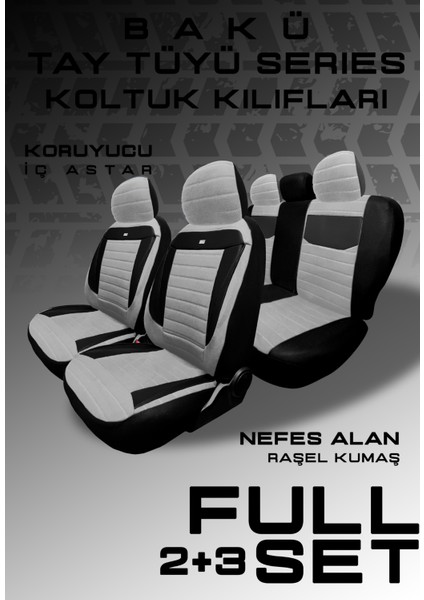 Volvo S90 (Eski Nesil) 1996–1998 Bakü Natura Serisi Raşel Gri Siyah Koltuk Kılıfı modelleri