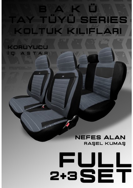 Mini 3 Kapı (R50/R53/F56) 2001–VE Sonrası Bakü Natura Serisi Raşel Füme Siyah Koltuk Kılıfı modelleri