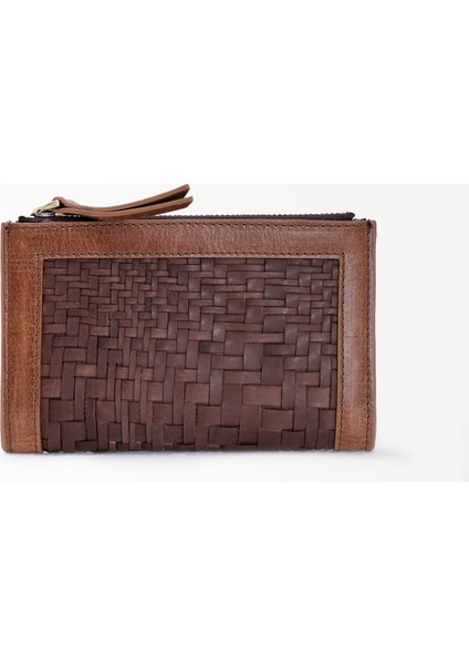 Deri Örgü Detaylı Cüzdan