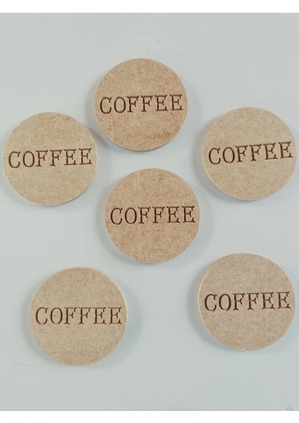 Ahşap Coffee Yazılı Boyanabilir 6'lı Kahve ve Çay Altlığı. modelleri