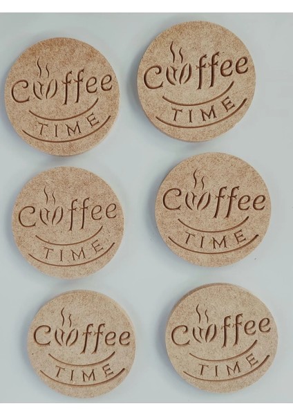 Ahşap Coffee Time Yazılı Boyanabilir 6'lı Kahve ve Çay Altlığı fiyatları