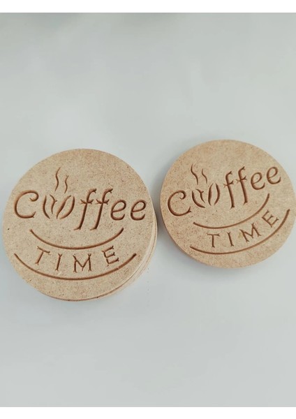 Ahşap Coffee Time Yazılı Boyanabilir 6'lı Kahve ve Çay Altlığı modelleri