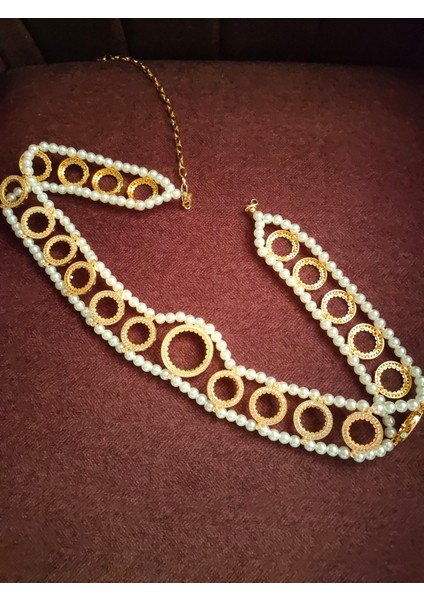 Gelin Kemeri 20 Çeyrek Altın 1 Tam Altın Takmak Için Incili Gelin Kemeri 73CM+25CMUZATMA fiyatları