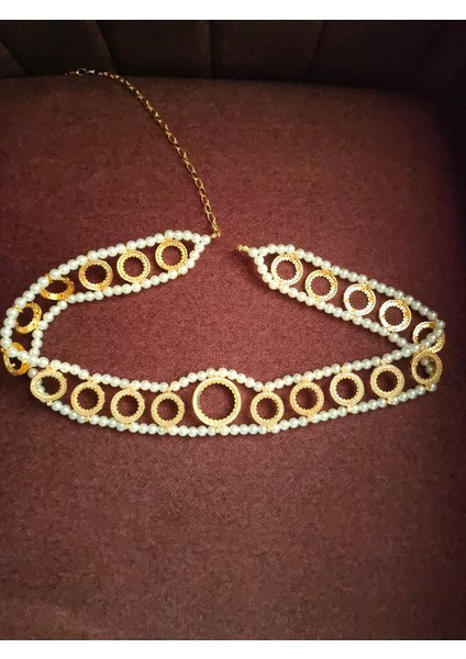 Gelin Kemeri 20 Çeyrek Altın 1 Tam Altın Takmak Için Incili Gelin Kemeri 73CM+25CMUZATMA modelleri