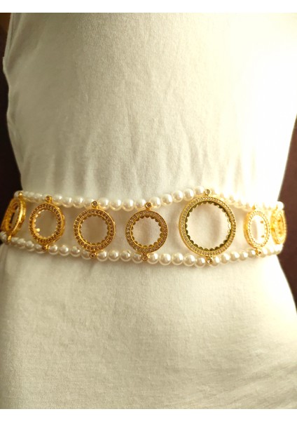 Gelin Kemeri 20 Çeyrek Altın 1 Tam Altın Takmak Için Incili Gelin Kemeri 73CM+25CMUZATMA fırsatları